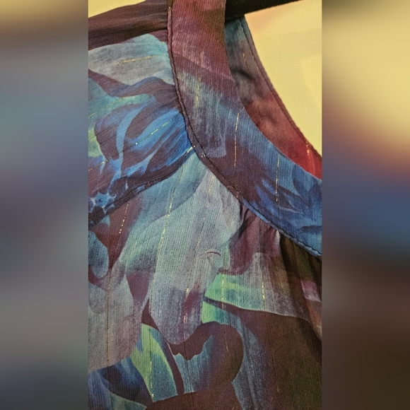 Torrid 2X Blue Pink Floral Sheer Blouse NWOT - Picture 11 of 11